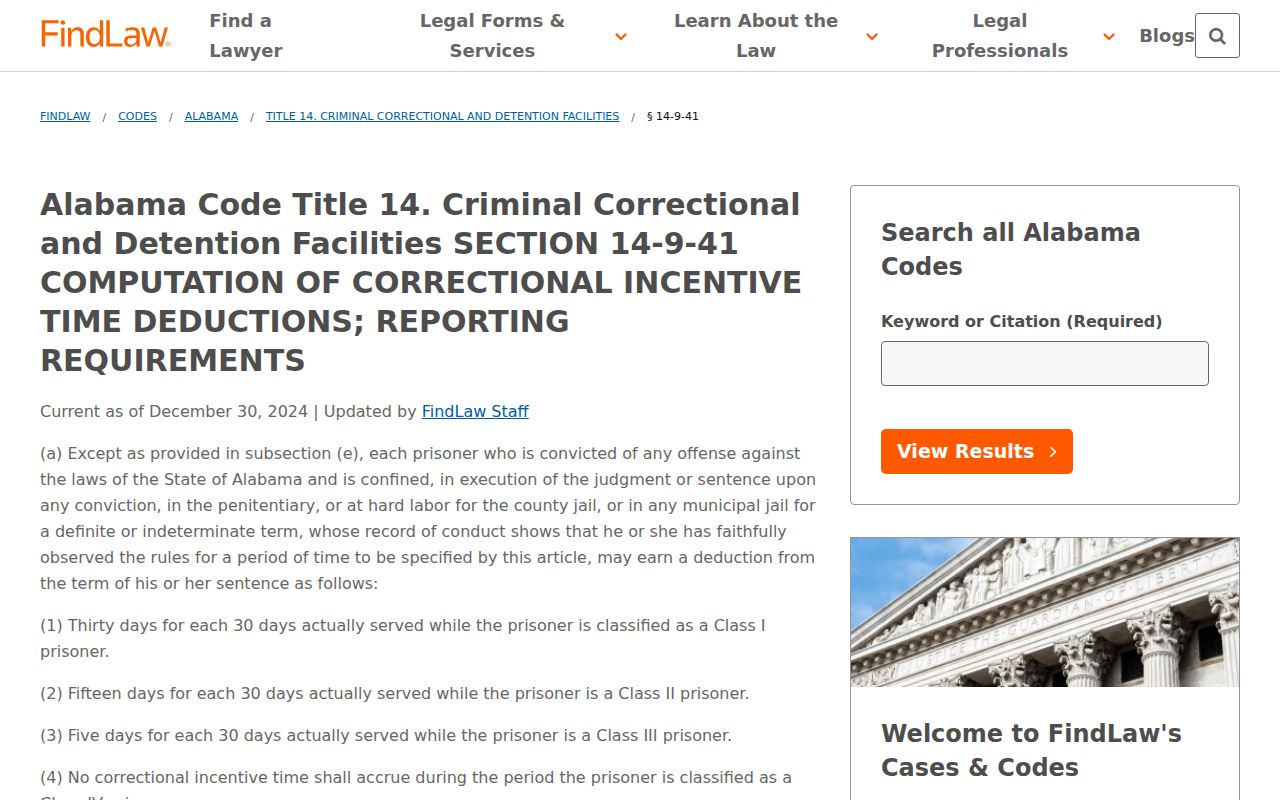 Winston County projected release Alabama correctional incentive time statute