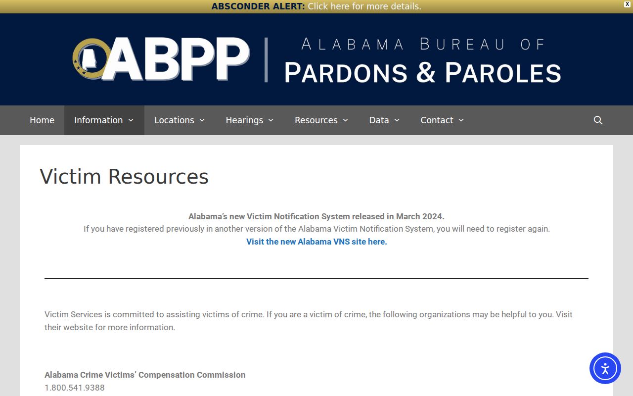Winston County VINELink inmate search Alabama VNS victim resources note